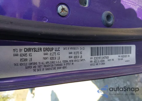 2013 Dodge Challenger R/T from USA, damaged, VIN 2C3CDYBT1DH675028